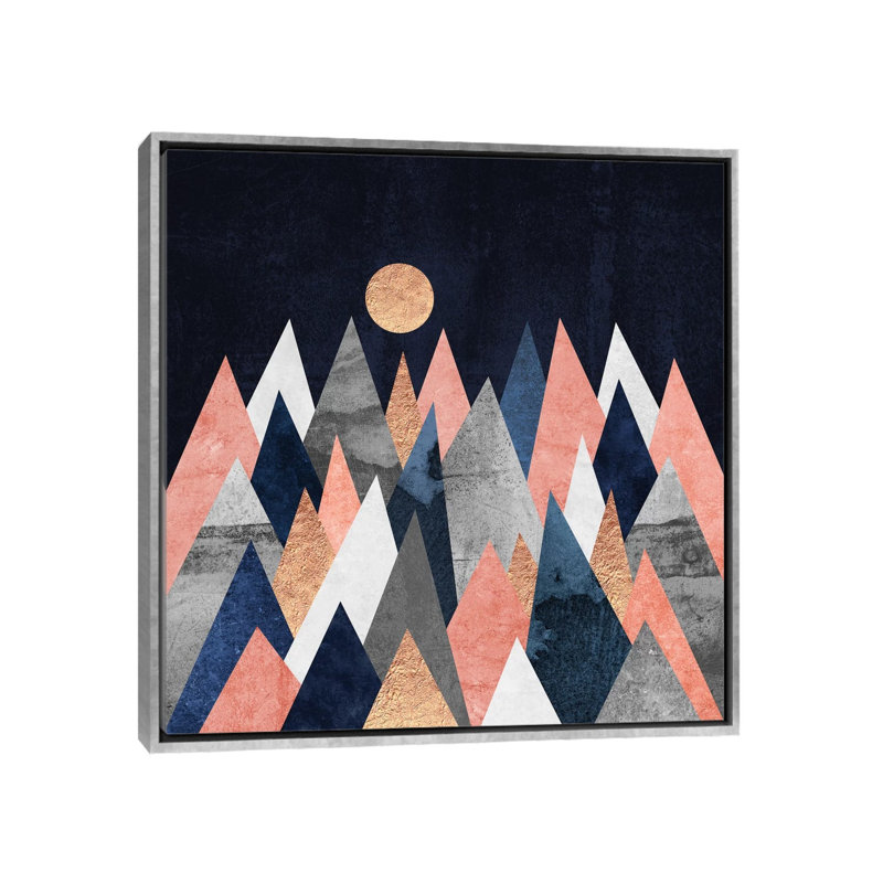 « Gold Moon » par Elisabeth Fredriksson-impression d’art graphique, H 18 po x l 18 po x P 1,5 po, Toile avec cadre argenté