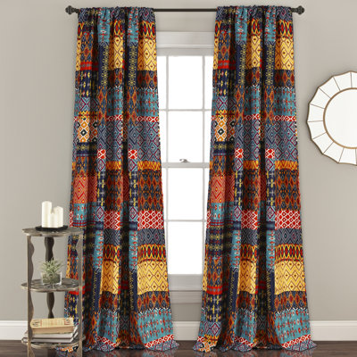 Panneaux de rideaux en patchwork obscurcissants et thermiques Misha