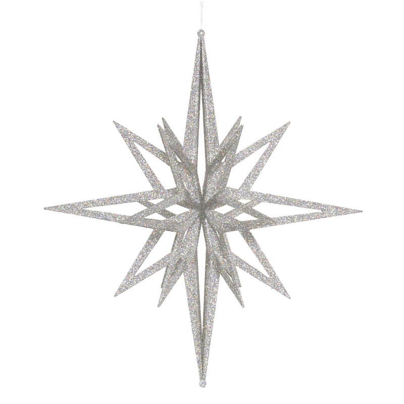 Ornement étoile 3d paillettes, H 24 po x l 22 po x P 22 po, Argent