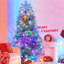 Arbre de Noël artificiel pré-éclairé 7,4 pi avec arbre en métal articulé avec support en métal, 1200 branches, 400 lumières DEL, 11 modes d'éclairage, arbre de décoration des Fêtes pour l'intérieur et l'extérieur