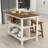 3-Piece Stationary Kitchen Island Set with 2 Stools, Rubber Wood Top Dining Table Set with 2 Shelves-795906322