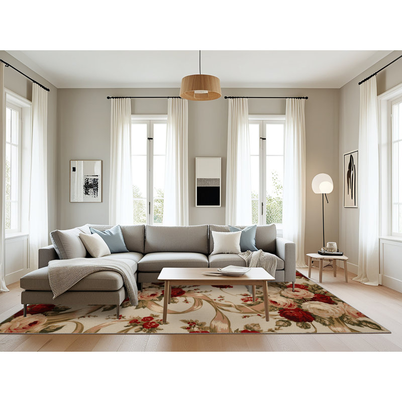 Tapis gris français lavable à la machine, Rectangulaire 8 pi x 10 pi