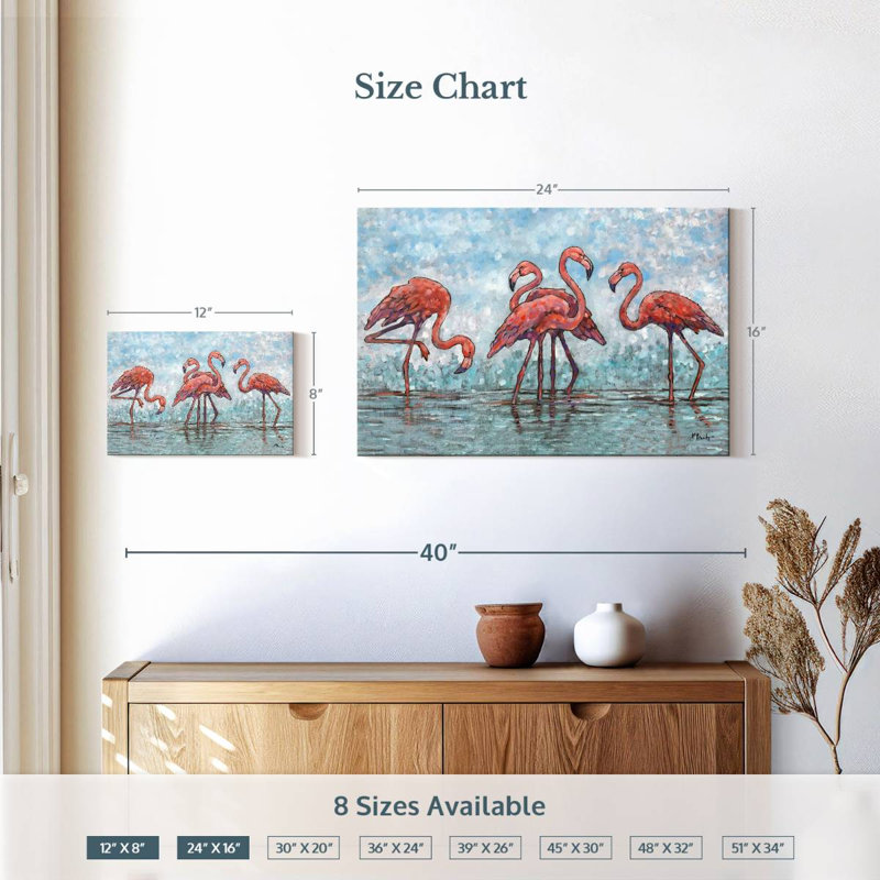 Brampt Impressions Of Flamants IV, H 16 po x l 24 po