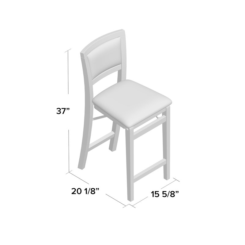 Phaedra Foldable Counter / Bar Stool with Upholstered Seat & Back, Counter Stool (25" Seat Height), Greywash Polyester