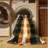 Machine Washable Checkered Brown Area Rug