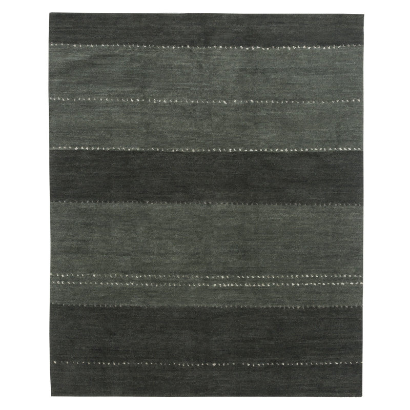 Supai Wool Striped Area Rug in Green, Rectangle 8' x 10'
