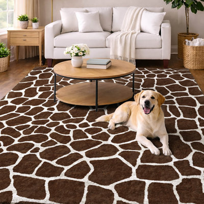 Premium Machine Washable Dream Shag Giraffe Rug