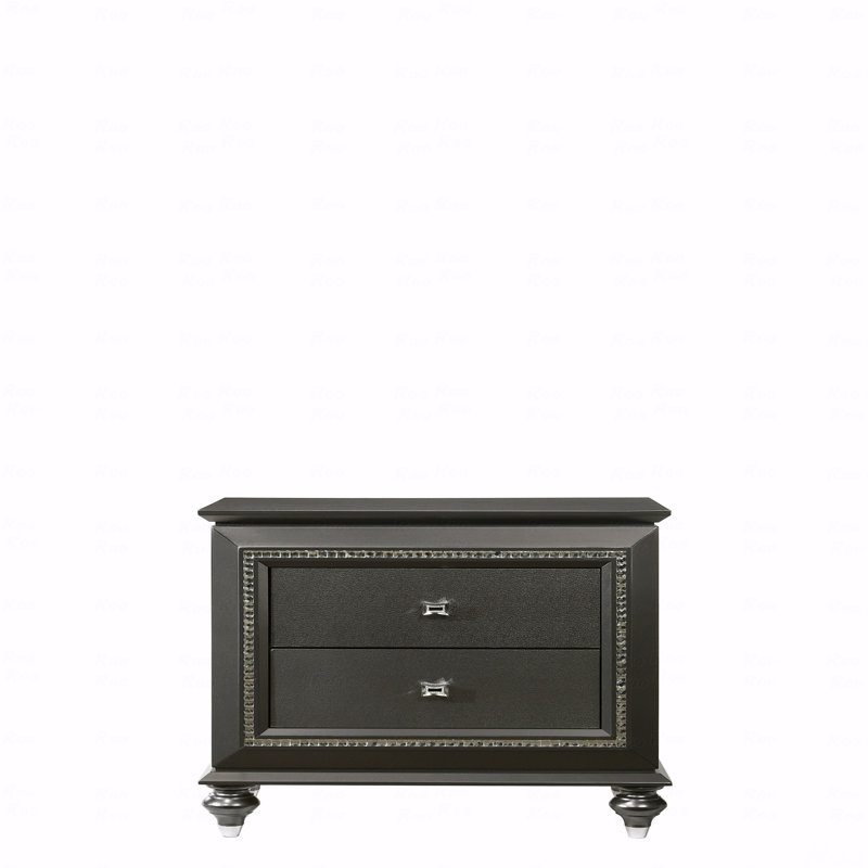 Table de chevet à finition gris métallique