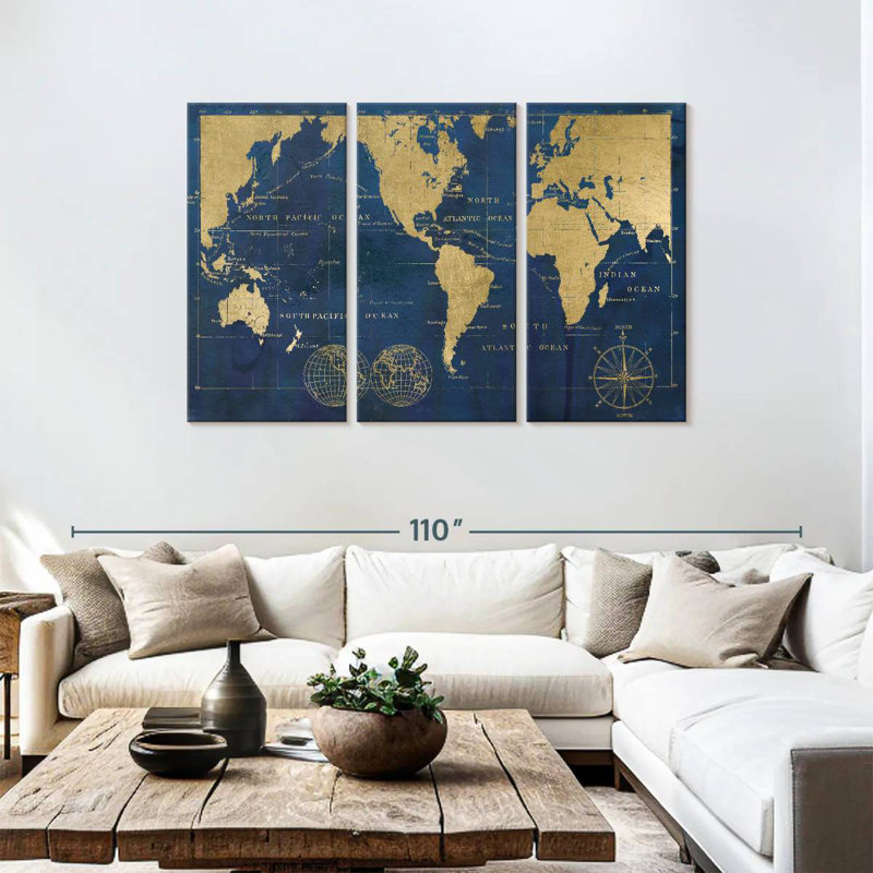 Carte du monde Aligo, H 48 po x l 74 po