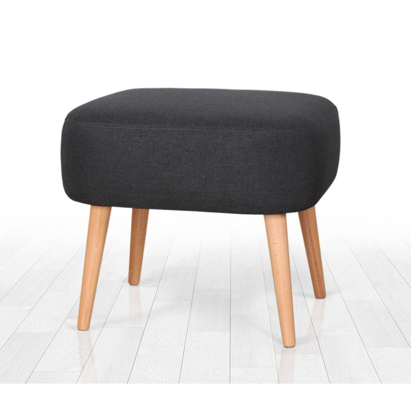 Conway 50cm Wide Square Footstool Ottoman, Dark Grey