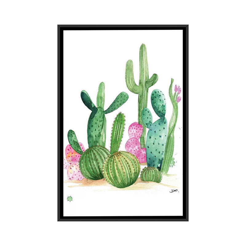 Cactus par Rongrong DeVoe - Estampe numérique sur toile tendue avec châssis, H 26 po x l 18 po x P 1,5 po, Pas de tapis