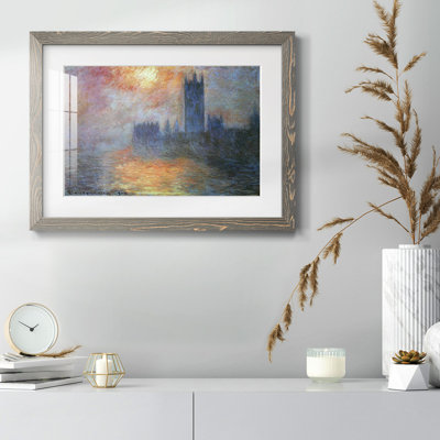 The Houses Of Parliament, Sunset by Claude Monet - Fine Art Reproduction, Matted and Framed Under Acrylic Glass, Large Living Room Wall Art