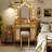 44.37 " Makeup Vanity Desk With 13 Hollywood Bulbs And 3 Lighting Modes, Dressing Table With Tri-Fold Mirror Large Vanity Table With 5 Drawers And Shelves And Charging Station For Bedroom, Natural-154083659