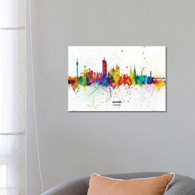 Vienna Austria Skyline Splash by Michael Tompsett - Wrapped Canvas Print