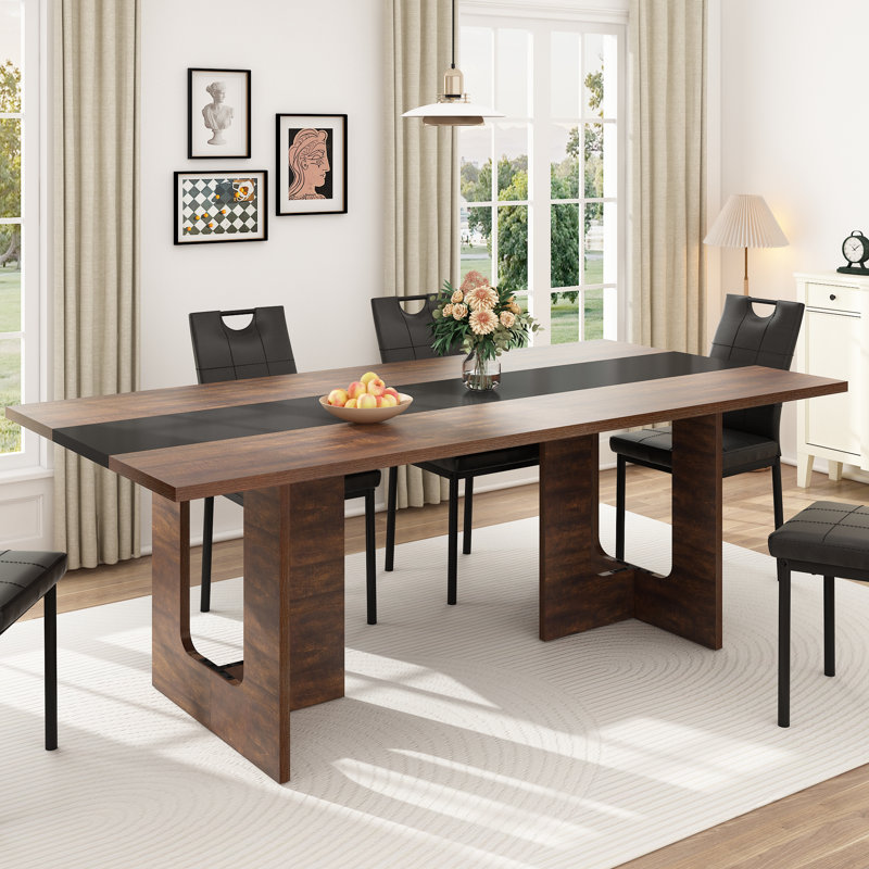 Table de salle à manger 71 po 71 po rectangulaire pour 6 à 8 personnes, Brun, H 29,5 po x l 70,9 po x P 35,4 po