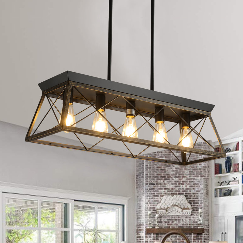 Lustre suspendu industriel 32 lumières 5 ", Noir satiné / or noir