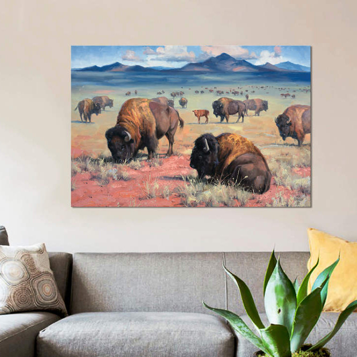 « home on the range », impression sur toile, H 12 po x l 18 po x P 1,5 po, Toile tendue, Pas de tapis