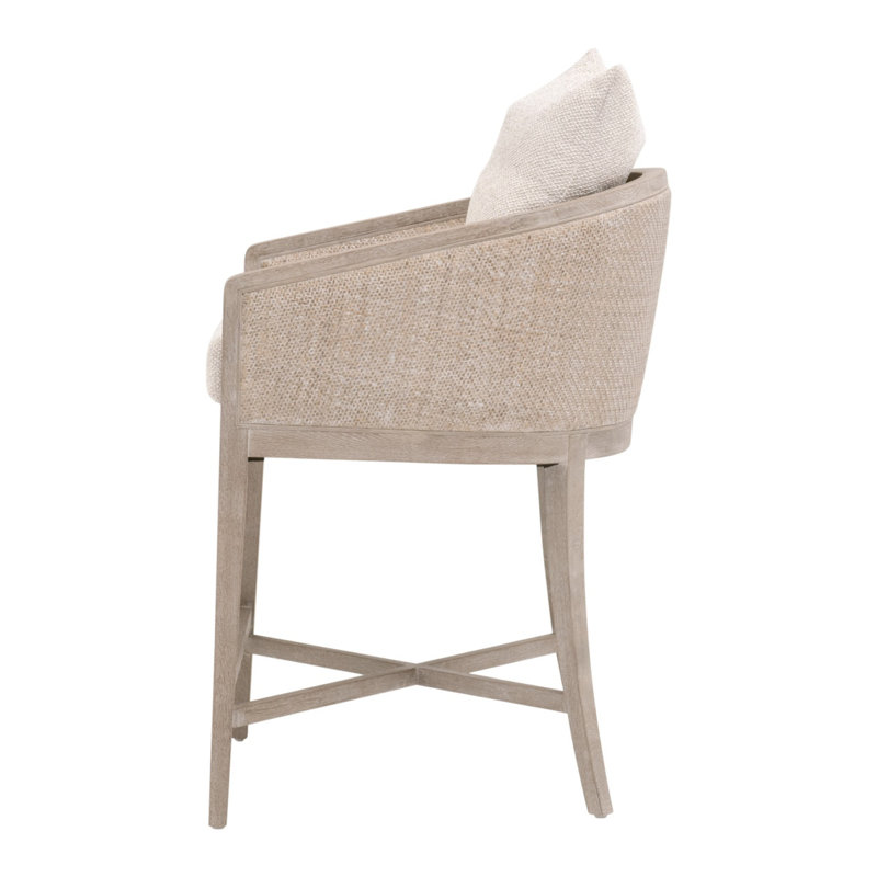 Mcguire White Fabric Counter Stool