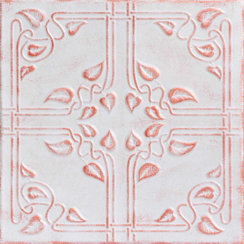 Tuile de plafond en polystyrène collé 1,6 pi x 1,6 pi Ivy Leaves, Cuivre blanc délavé
