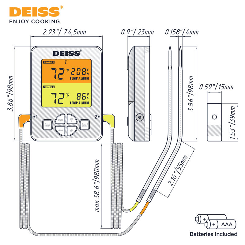 Thermomètre à viande sans fil Deiss Pro