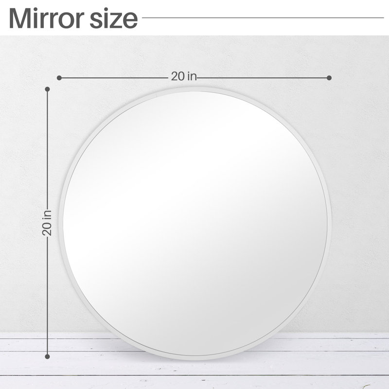 Miroir mural rond Gallen, Blanc, 20 po x 20 po