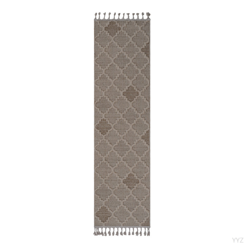 LOOM & LUXE Collection 2X8 Cream /Trellis Indoor/Outdoor Area Rug, Runner 2'2" x 8'
