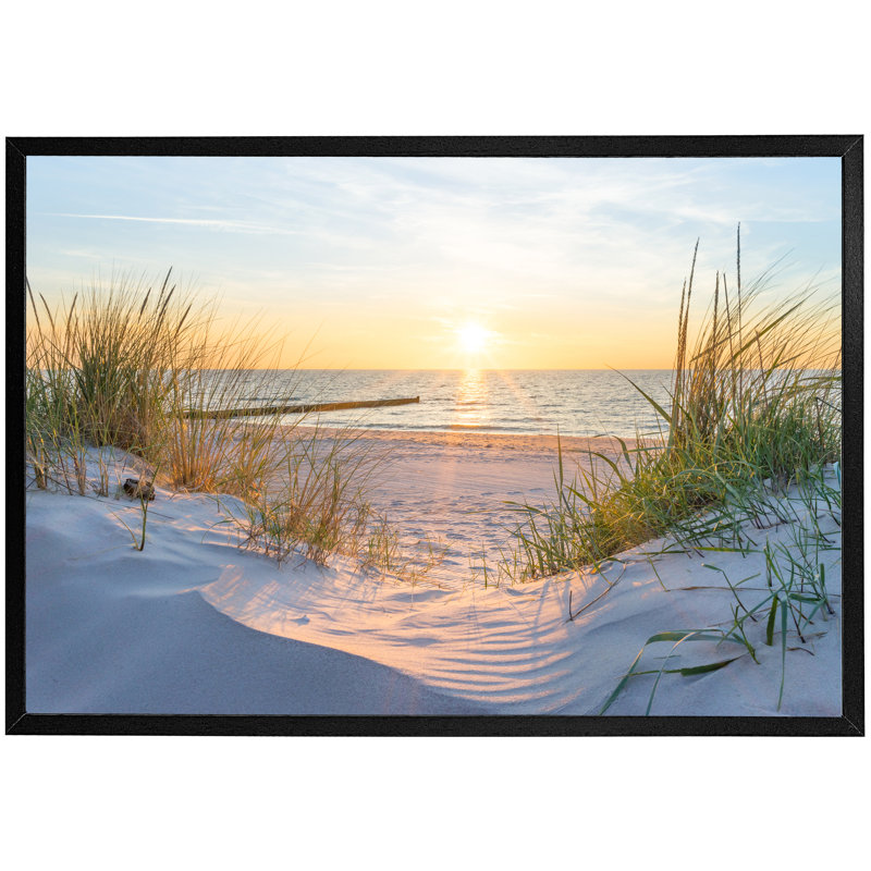Dann Sunset At The Baltic Sea Beach - Single Picture Frame Print, Black Framed, 41cm H x 61cm W x 4cm D