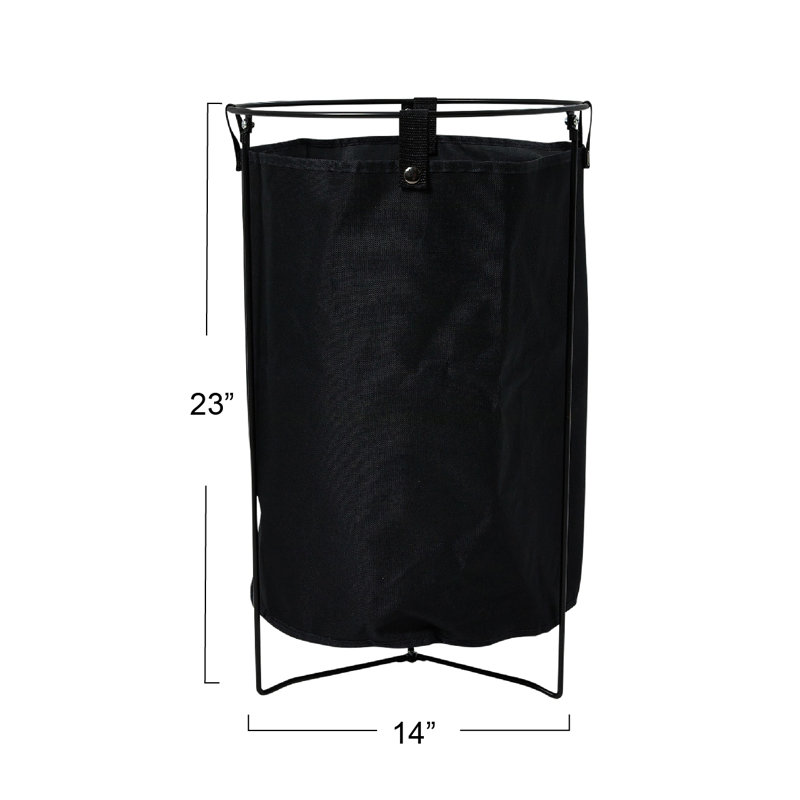 Black Metal Frame Laundry Hamper with Removable Canvas Bag