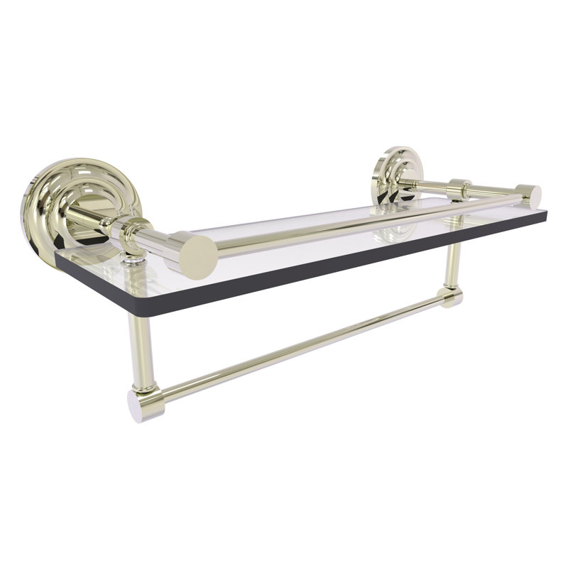 Leamore Bracket Shelf with Towel Bar, Polished Nickel