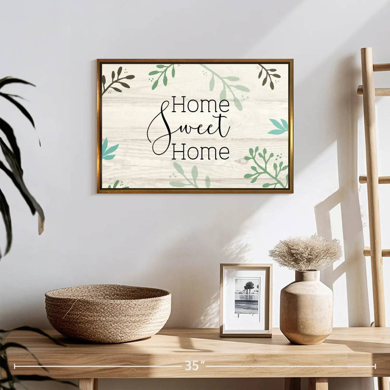 Panneau mural Home Sweet Home, Cadre flottant doré, 19 po x 13 po