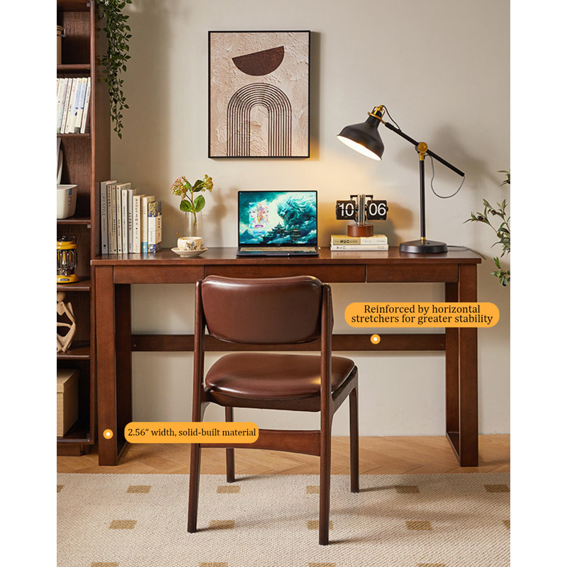 Bureau compact pour la maison avec tiroirs de rangement, 29.53" H x 55.12" W x 15.75" D, Walnut colour