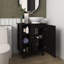 Meuble-lavabo de salle de bain avec 1 porte et 8 étagères, avec finition teintée, rangement contemporain, solution de rangement à 4 pieds stables,