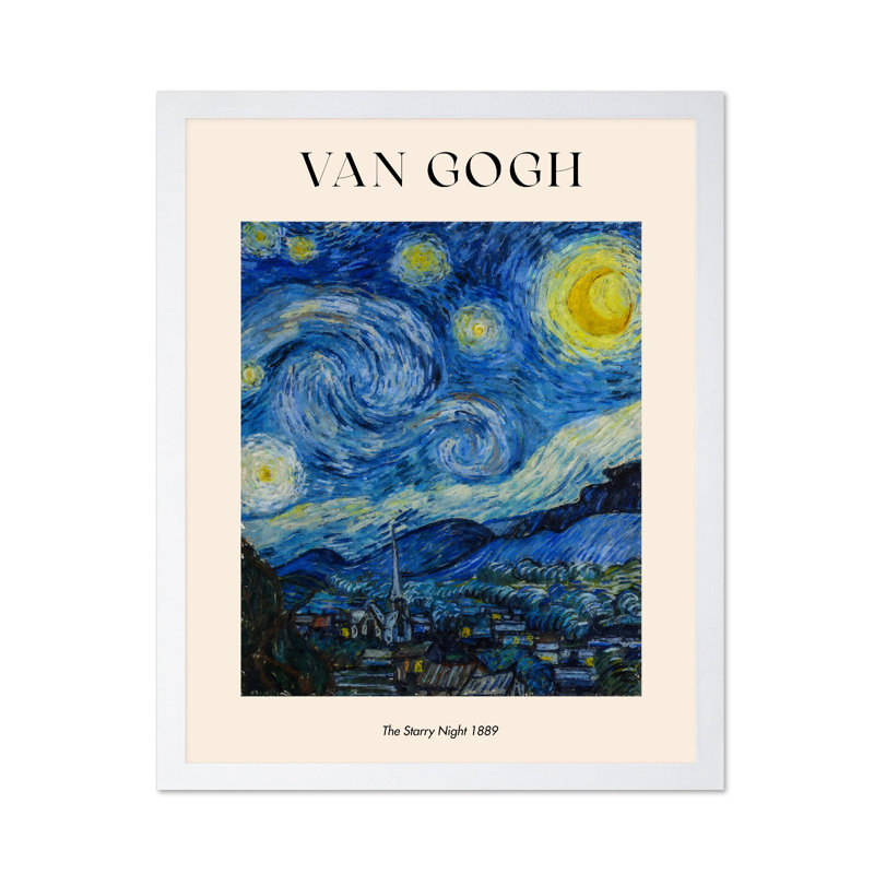 Van Gogh - The Starry Night No2, Poster, 24"H x 32"W, White Framed
