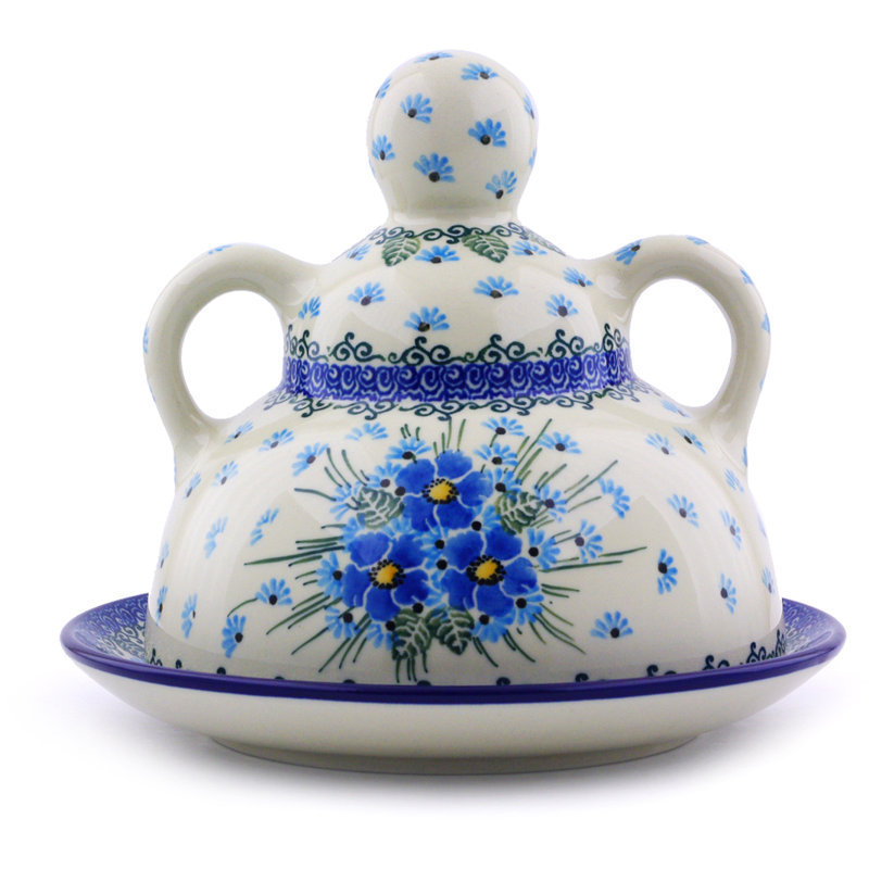 Forget Me Not Stoneware Butter Dish