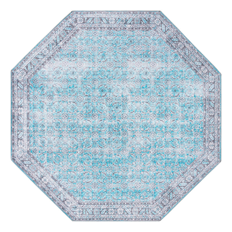 Tapis oriental bleu, Octogone 7 pi 6 po