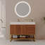 Meuble-lavabo autoportant moderne avec lavabo en céramique sans soudure et plateau en pierre frittée-913306935