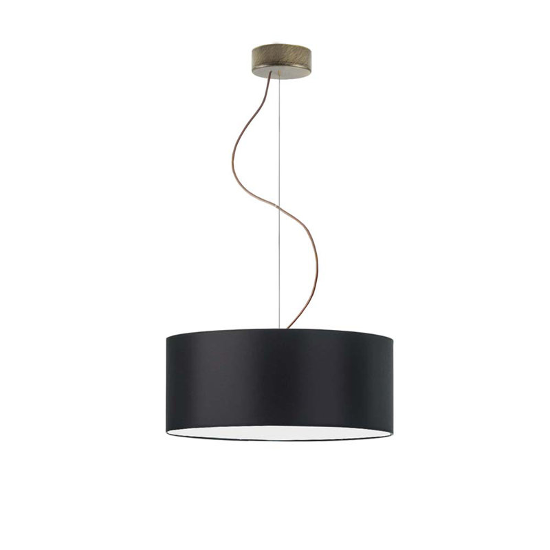 Aubryelle 3 - Light Drum Pendant, Black, Antique Gold, 120cm H x 40cm W x 40cm D