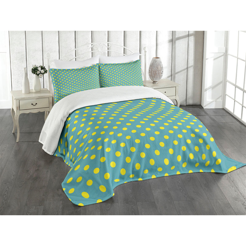 Blue Quilted Queen Bedspread Set with Pillow Shams