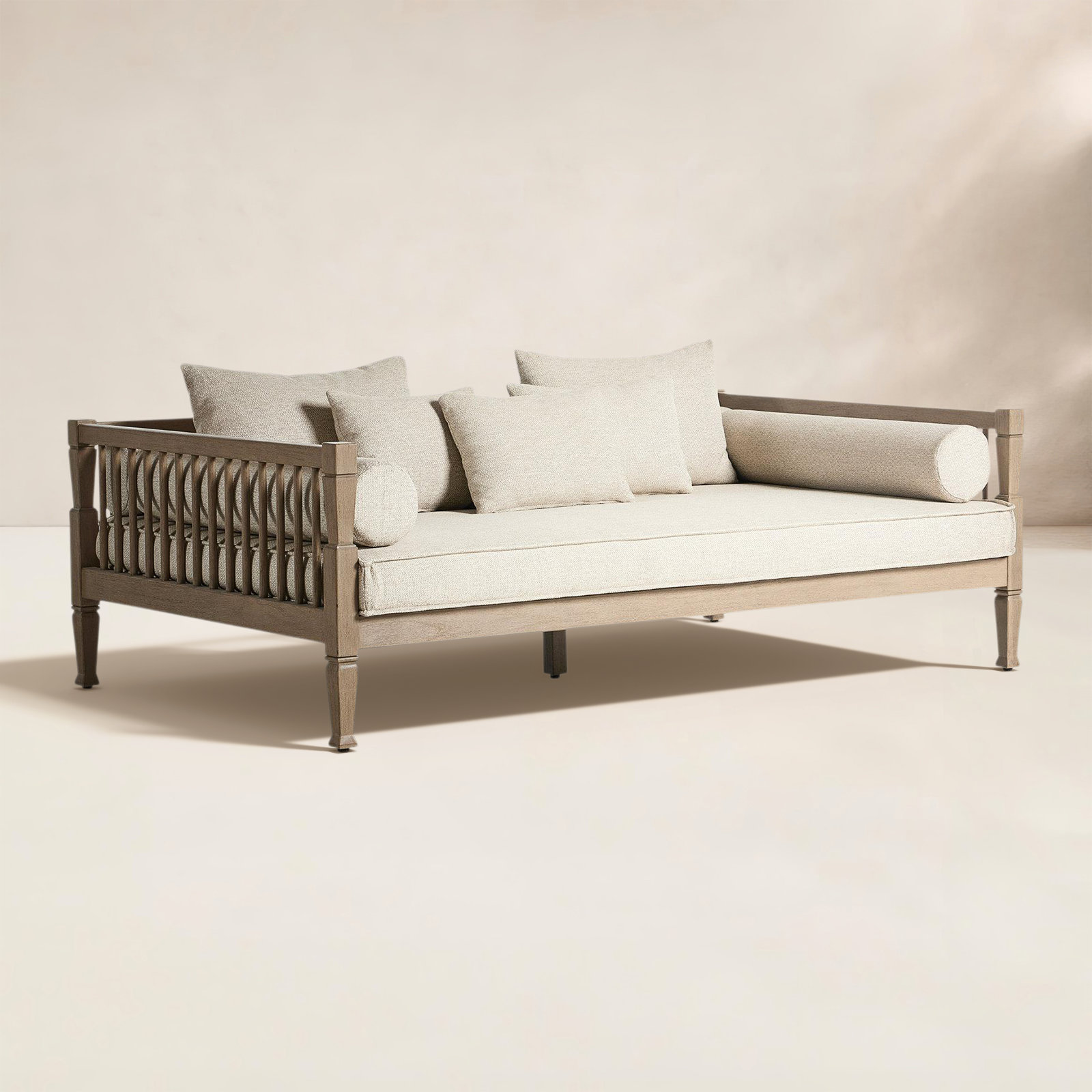 86'' Wide Teak Patio Sofa with Cushions