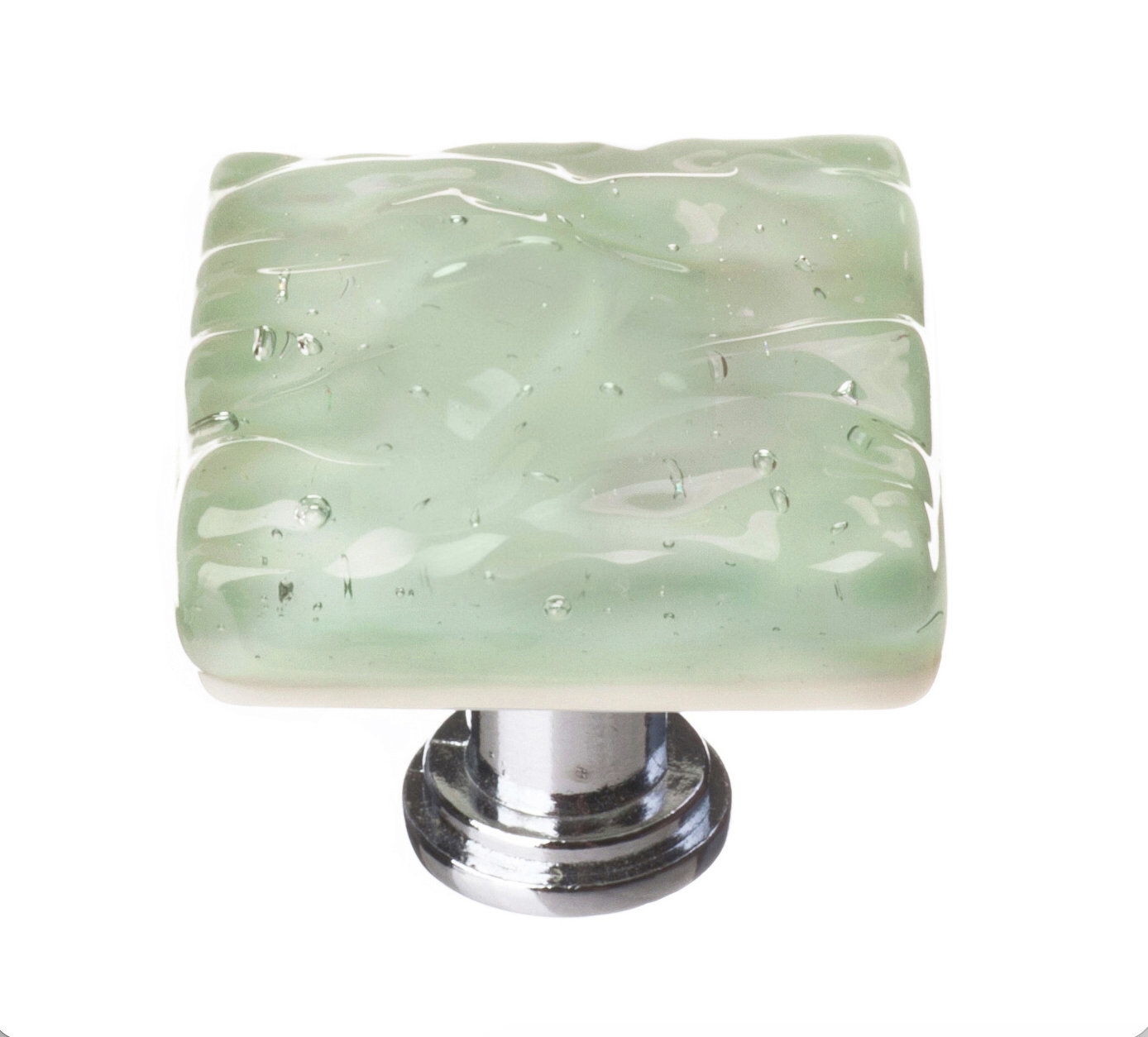 Glacier Square Cabinet Knob, Satin Nickel, Spruce Green