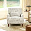 Chaise d'appoint rembourrée à garniture cloutée gris clair avec coussin décoratif et pieds en bois massif Rococo-1656642904