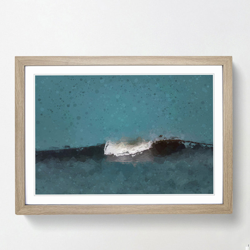 Wave Curl in Abstract - Picture Frame Graphic Art Print, 60cm H x 91cm W x 2cm D, Oak