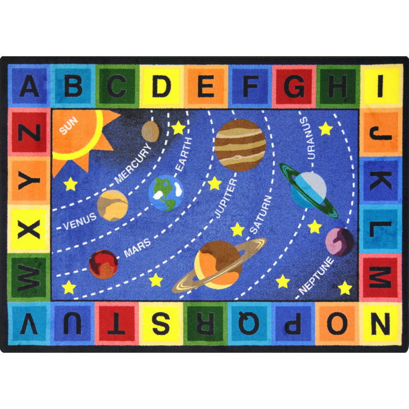 Kid Essentials Space Alphabet Area Rug, Rectangle 7'8" x 10'9"