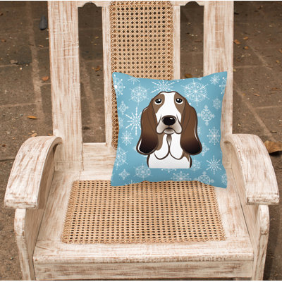  Snowflake Basset Hound 14" Throw Pillow