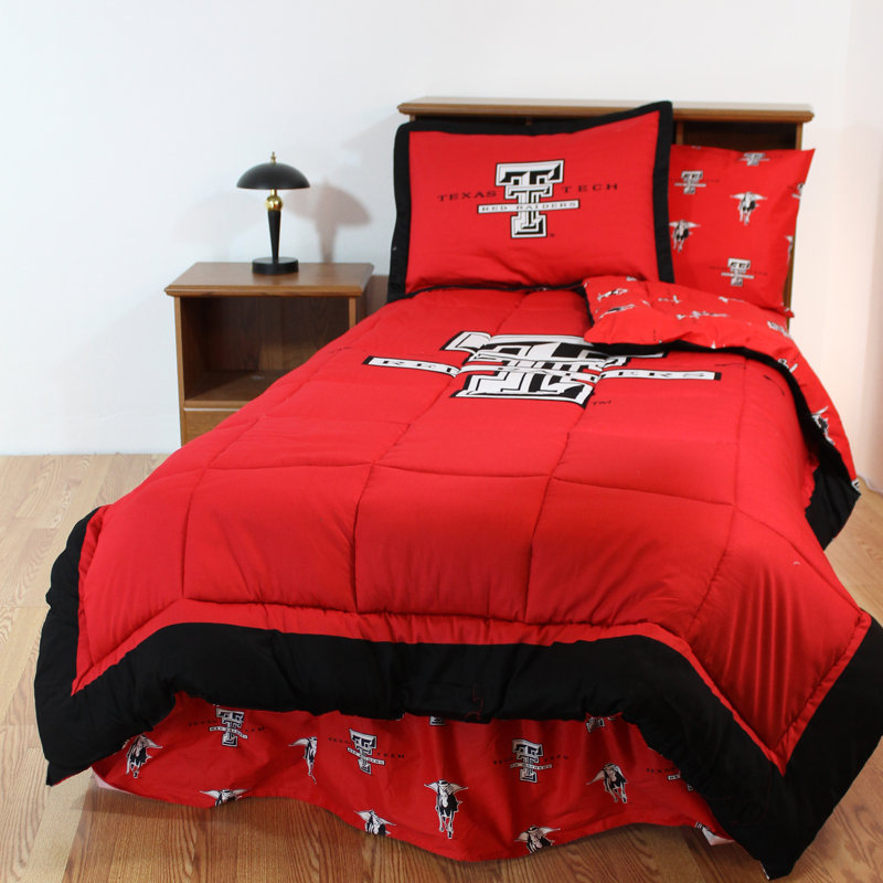 NCAA Sateen Comforter, Queen Comforter + 7 Additional Pieces, Texas Tech