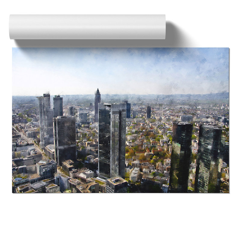 Frankfurt Skyline Painting - Frameless Print, 42cm H x 59cm W x 0.1cm D
