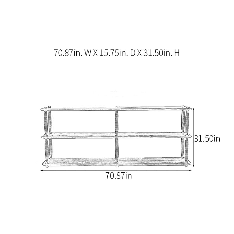 Retro Multifunctional Console Table, 31.5" H x 70.87" W x 15.75" D