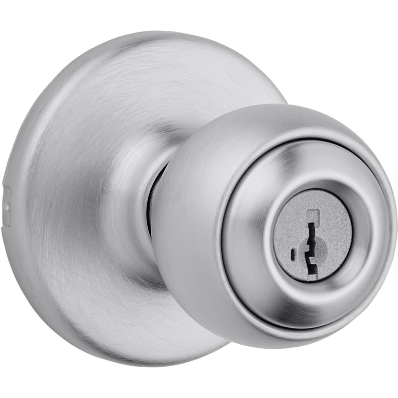 Polo Keyed Entry Knob featuring SmartKey Security, Satin Chrome