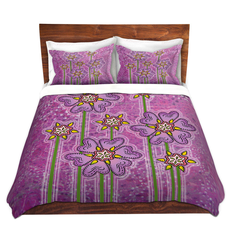Ensemble de housse de couette en microfibre DiaNoche par Diana Evans - mauve à motif floral