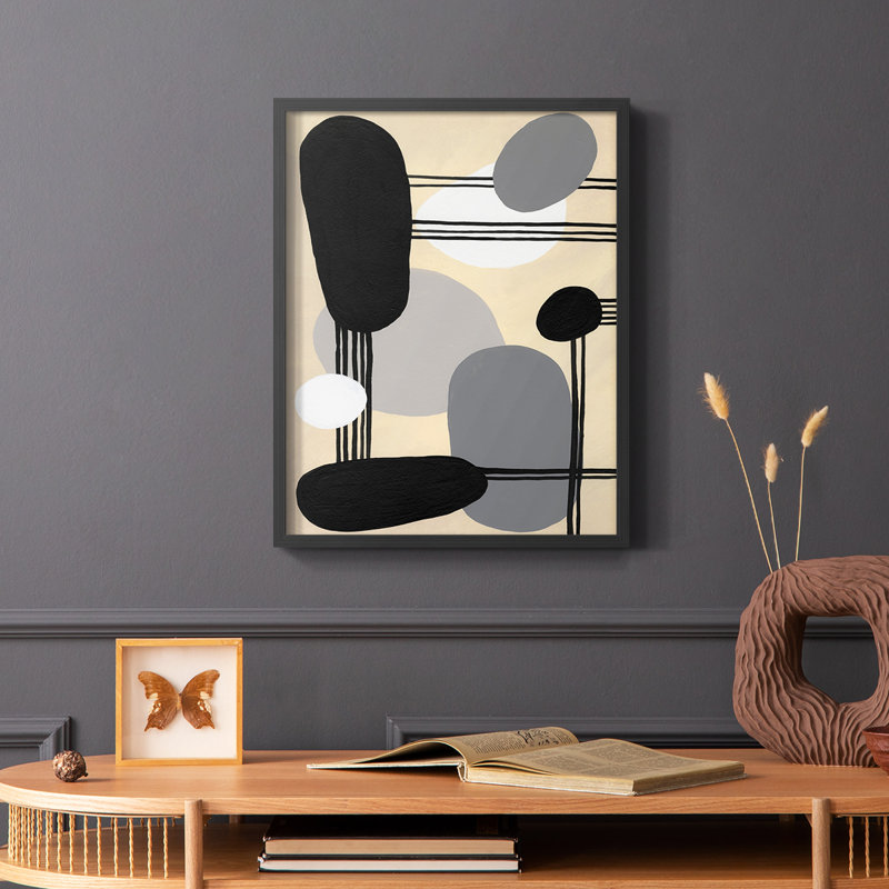 «Interconnected Shapes I», reproduction encadrée - bois massif, H 14 po x l 11 po, Noir